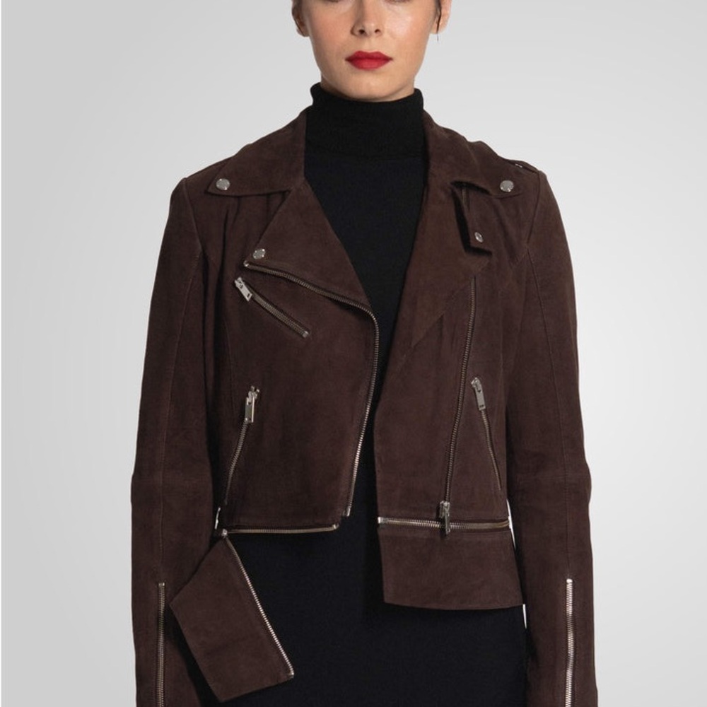 Chic Dark Brown Leather Jacket - image 5